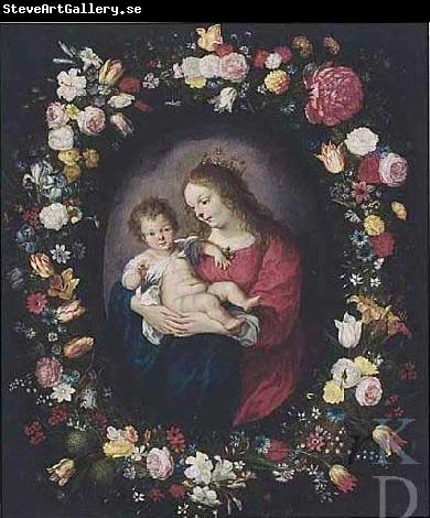 Antoine Sallaert Madonna: i.e. Mary with the Christ-child in a garland of flowers.